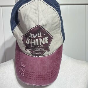Blue/maroon unisex distressed baseball hat
